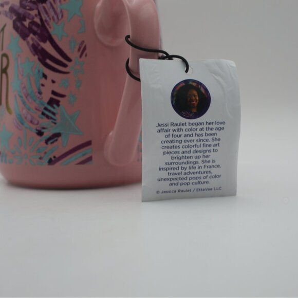 EttaVee ~ New With Tags: Pink BRIGHT STAR Tea/Coffee Mug: Jessi Raulet - Picture 3 of 8